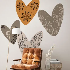 Ambiance Sticker Papier peint intissé pré-encollé fresques géantes - CŒURS ETHNIQUE - 60x60cm* Papier Peint Art Déco