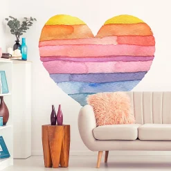 Best Ambiance Sticker Papier peint intissé pré-encollé fresques géantes - CŒUR ARC-EN-CIEL - 120x120cm