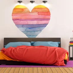 Best Ambiance Sticker Papier peint intissé pré-encollé fresques géantes - CŒUR ARC-EN-CIEL - 120x120cm