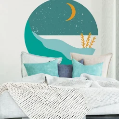 Ambiance Sticker Papier peint intissé pré-encollé fresques géantes - ROND BORD DE MER TURQUOISE - 90x90cm* Papier Peint Art Déco