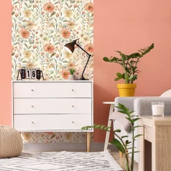 Ambiance Sticker Papier peint intissé pré-encollé - FLEURS VINTAGE COQUELICOTS - 1 rouleau de 300x60cm* Papier Peint Fleuri