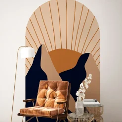 Ambiance Sticker Papier peint intissé pré-encollé fresques géantes - ARCHE MONTAGNES AU CRÉPUSCULE - 100x60cm* Papier Peint Art Déco