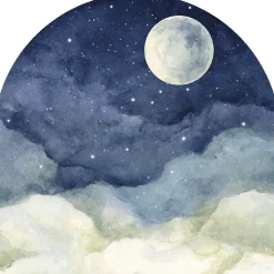 Ambiance Sticker Papier peint intissé pré-encollé fresques géantes - NUIT AU CLAIRE DE LA LUNE - 60x60cm* Papier Peint Imitant