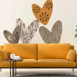 Ambiance Sticker Papier peint intissé pré-encollé fresques géantes - CŒURS ETHNIQUE - 90x90cm* Papier Peint Art Déco