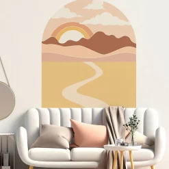 Ambiance Sticker Papier peint intissé pré-encollé fresques géantes - SOLEIL LEVANT CALIFORNIEN AVEC DÉSERT ET NUAGES SOUS ARCHE - 112x90cm