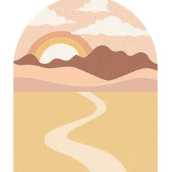 Ambiance Sticker Papier peint intissé pré-encollé fresques géantes - SOLEIL LEVANT CALIFORNIEN AVEC DÉSERT ET NUAGES SOUS ARCHE - 112x90cm
