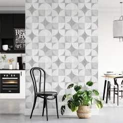 Ambiance Sticker Papier peint intissé pré-encollé - MOSAÏQUE EFFET BOIS GRIS - 1 rouleau de 300x60cm* Papier Peint Art Déco