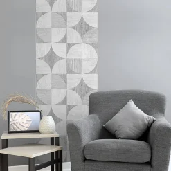 Ambiance Sticker Papier peint intissé pré-encollé - MOSAÏQUE EFFET BOIS GRIS - 1 rouleau de 300x60cm* Papier Peint Art Déco