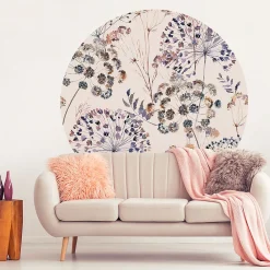 Ambiance Sticker Papier peint intissé pré-encollé fresques géantes - FRESQUE FLEURS CHAMPÊTRE VINTAGE AQUARELLE CLAIRE - 120x120cm* Papier Peint Fleuri