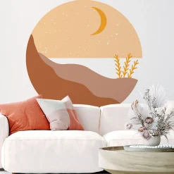 Discount Ambiance Sticker Papier peint intissé pré-encollé fresques géantes - ROND BORD DE MER BEIGE - 90x90cm