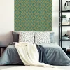 Ambiance Sticker Papier peint intissé pré-encollé - SCANDINAVE ART DÉCO BLEU CANARD - 1 rouleau de 300x60cm* Papier Peint Art Déco