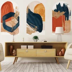 Discount Ambiance Sticker Papier peint intissé pré-encollé fresques géantes - ARCHES ABSTRAITS ROUGES ET BLEUS - 60x90cm