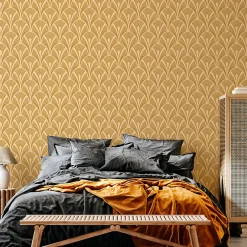 Ambiance Sticker Papier peint intissé pré-encollé - SCANDINAVE ART DÉCO BEIGE - 1 rouleau de 300x60cm* Papier Peint Art Déco