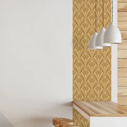 Ambiance Sticker Papier peint intissé pré-encollé - SCANDINAVE ART DÉCO BEIGE - 1 rouleau de 300x60cm* Papier Peint Art Déco
