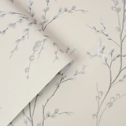 Clearance Laura Ashley Papier peint intissé Pussy willow imprimé fleurs blanc cassé L.1000 x l.52cm
