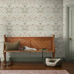 Hot William Morris Papier peint intissé Sage strawberry rose L.1000 x l.52cm