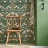 William Morris Papier peint intissé Strawberry thief imprimé fleurs, oiseaux vert L.1000 x l.52cm* Papier Peint Fleuri|Papier Peint Pour Couloir
