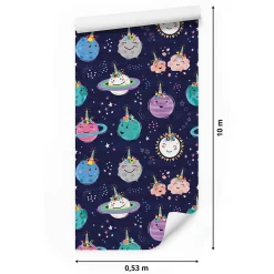 Online Muralo Papier Peint Intisse COSMOS Planètes Etoiles Couleurs Pour Chambre D'Enfant