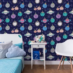 Online Muralo Papier Peint Intisse COSMOS Planètes Etoiles Couleurs Pour Chambre D'Enfant