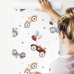 Outlet Muralo Papier Peint Intisse VOITURES Ballons Etoiles Colorees Pour Chambre D'Enfant