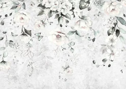Wallarena Papier Peint Panoramique Vinyle Feuilles Suspendu Gris - 254x184 cm - Papier Peint Chambre et salon* Papier Peint Panoramique