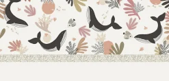 Acte Déco Papier peint panoramique enfant Baleines, Beige 300 x 250cm*Enfant Papier Peint Enfant