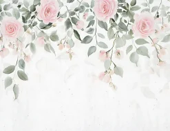 Wallarena Papier Peint Panoramique Intissé Fleurs Feuilles Vert 400x280 cm - Colle Inclus - Chambre et Salon* Papier Peint Panoramique