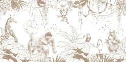 Acte Déco Papier peint panoramique enfant Cirque de la jungle, Brun clair 170 x 250cm