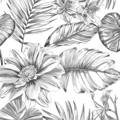 Discount GoodHome Papier peint panoramique Kuaj noir et blanc L.280 x l.159 cm