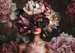 Wallarena Papier Peint Panoramique Intissé Fleurs Femme 350x250 cm - Colle Inclus - Moderne XXL Papier Peint por Chambre Salon* Papier Peint Panoramique