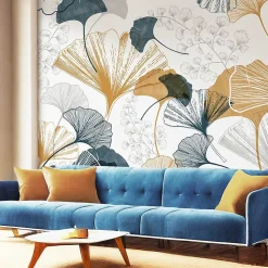 99DECO Papier peint panoramique - Gingko - Multicolore - intissé : 150g/m² - 5 lés : 240x270cm* Papier Peint Panoramique