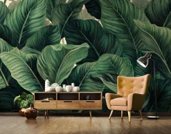 Wallarena Papier Peint Panoramique Intissé Feuilles Jungle Vert - 350x250 cm - Papier Peint Chambre et salon* Papier Peint Panoramique