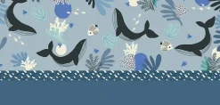 Acte Déco Papier peint panoramique enfant Baleines, Bleu 225 x 250cm*Enfant Papier Peint Enfant