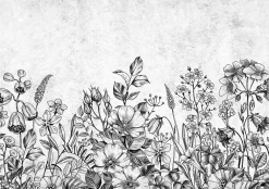 Wallarena Papier Peint Panoramique Intissé Fleurs Béton Gris - 416x254 cm - Papier Peint Chambre et salon* Papier Peint Panoramique