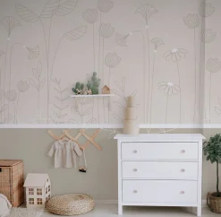 Acte Déco Papier peint panoramique enfant Mélodie des plantes, Beige 375 x 250cm*Enfant Papier Peint Enfant