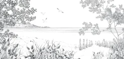 Acte Déco Papier peint panoramique Côtes Sauvages, Noir et blanc 525 x 250cm* Papier Peint Panoramique