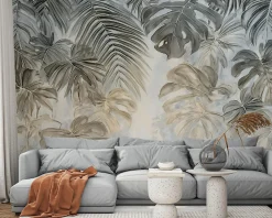 Wallarena Papier Peint Panoramique Intissé Feuilles Jungle Vert - 250x175 cm - Papier Peint Chambre et salon* Papier Peint Panoramique