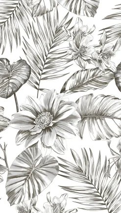 Discount Grandeco Papier peint panoramique wild lillies noir et blanc L.280 x l.159 cm