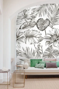 Discount Grandeco Papier peint panoramique wild lillies noir et blanc L.280 x l.159 cm
