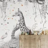 Acte Déco Papier peint panoramique enfant Scènes girafes, Gris clair 170 x 250cm*Enfant Papier Peint Enfant