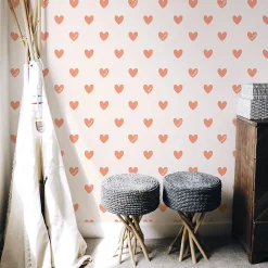 Acte Déco Papier peint panoramique enfant Amour Coeur, Orange 450 x 250cm*Enfant Papier Peint Enfant