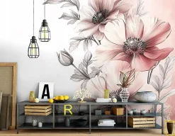 Wallarena Papier Peint Panoramique Intissé Fleurs Floral 350x250 cm - Colle Inclus - Moderne Papier Peint Intissé Chambre Salon* Papier Peint Panoramique