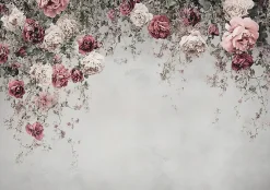 Wallarena Papier Peint Panoramique Intissé Fleurs Floral Béton 350x250 cm - Colle Inclus - Moderne Papier Peint Intissé Chambre Salon* Papier Peint Panoramique