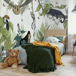 Acte Déco Papier peint panoramique enfant Jungle couleurs clair 170x250cm*Enfant Papier Peint Enfant