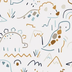 Acte Déco Papier peint panoramique enfant Dinosaures Lines, Terra cotta 225 x 250cm*Enfant Papier Peint Enfant