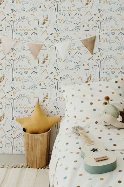 Acte Déco Papier peint panoramique enfant Dinosaures Lines, Terra cotta 225 x 250cm*Enfant Papier Peint Enfant
