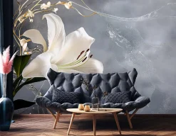 Wallarena Papier Peint Panoramique Intissé Fleurs Floral 400x280 cm - Colle Inclus - Moderne XXL Papier Peint por Chambre Salon* Papier Peint Panoramique