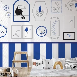 Acte Déco Papier peint panoramique enfant Petits Explorateurs, Bleu 150 x 250cm*Enfant Papier Peint Enfant