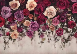 Wallarena Papier Peint Panoramique Intissé Fleurs Floral Vintage 350x250 cm - Colle Inclus - Moderne Papier Peint Intissé Chambre Salon* Papier Peint Panoramique
