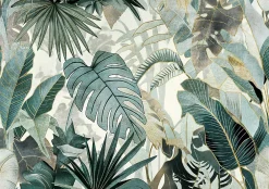 Wallarena Papier Peint Panoramique Intissé Feuilles Jungle Vert - 416x254 cm - Papier Peint Chambre et salon* Papier Peint Panoramique